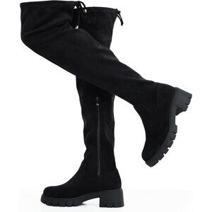 Women's Platform Boots-990-black Over The Knee Thigh High Round Toe Long Boot